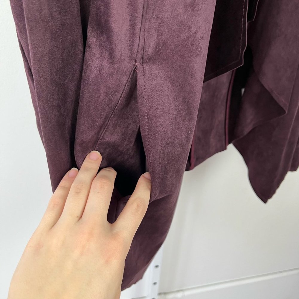 NWT Kut from the Kloth Tayanita Jacket Faux Vegan Suede Open Front Purple XL - Picture 4 of 5